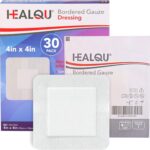 HEALQU Island Dressing - 4"x4", 30 Count - Bordered Gauze Sterile Individually Wrapped Gauze Pads, Water-Resistant, Non-Woven Backing - Soft and Breathable Wound Dressing for First Aid and Medical