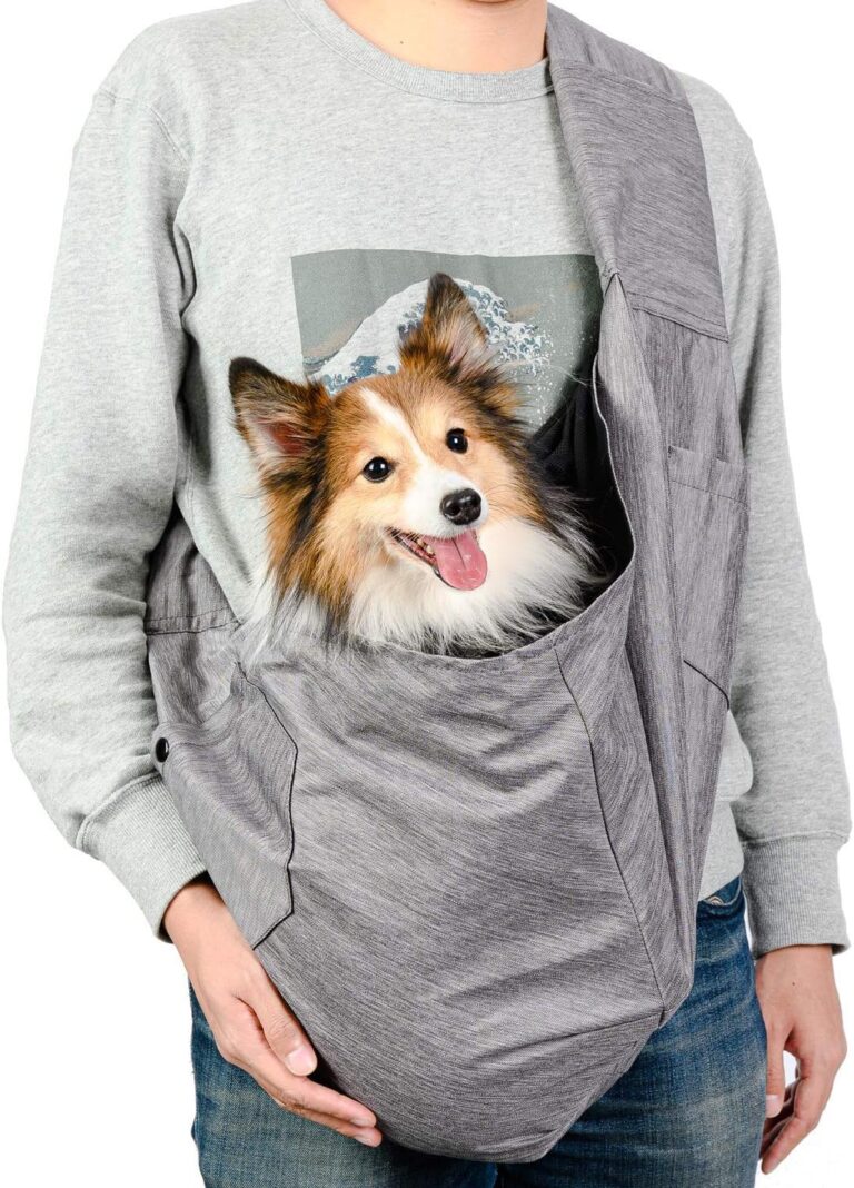 ARELLA Dog Sling Carrier for Small Dog Sling Carrier 5-15 lbs with Comfortable Adjustable Padded Shoulder Breathable Mesh for Travel Hands Free Daily Walk Outdoor Activities PDS08G