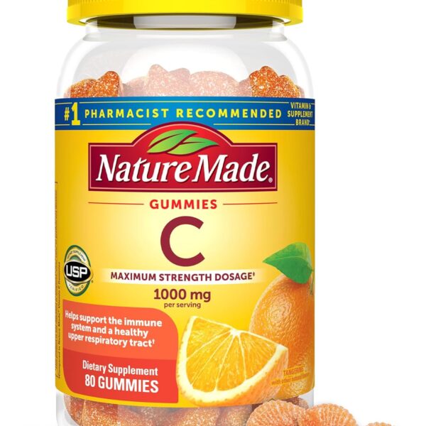 Nature Made Maximum Strength Dosage Vitamin C 1000mg per Serving, Immune Support Vitamin C Gummies for Adults, 80 Gummies, 20 Day Supply