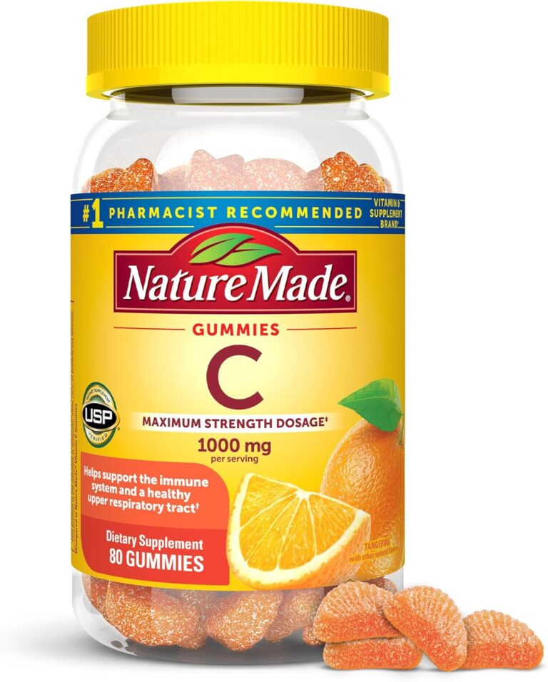 Nature Made Maximum Strength Dosage Vitamin C 1000mg per Serving, Immune Support Vitamin C Gummies for Adults, 80 Gummies, 20 Day Supply