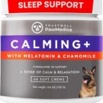 PawMedica Calming Chews for Dogs - Dog Sleep Supplement Melatonin for Dog Anxiety - Recommended Dog Calming Treats for Separation Anxiety and Barking Stress - Dog Melatonin Calming Bites for Fireworks