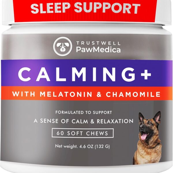 PawMedica Calming Chews for Dogs - Dog Sleep Supplement Melatonin for Dog Anxiety - Recommended Dog Calming Treats for Separation Anxiety and Barking Stress - Dog Melatonin Calming Bites for Fireworks