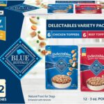 Blue Buffalo Delectables Natural Wet Dog Food Toppers Variety Pack, Tasty Chicken & Hearty Beef, Cuts in Gravy, 3-oz. (12 Pouches, 6 of Each Flavor)