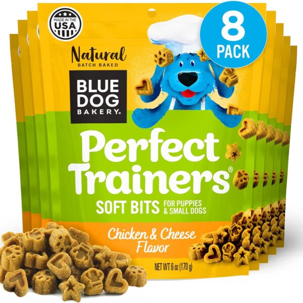 Blue Dog Bakery Natural Dog Treats, Perfect Trainers, Low Calorie Dog Training Treats, Chicken & Cheese Flavor, 6oz, 8 Count