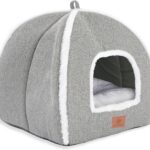 Cat Beds for Indoor Cats-Cat Bed Cave House Tent for Kittens and Small Pets with Washable Cushioned,Soft and Warm Indoor House, Grey, 15 inches