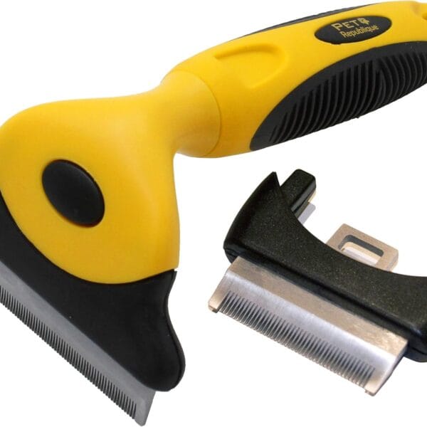Pet Republique Dog Deshedding Tool - for Dogs, Cats, Rabbits, Any Furry Pets  Reduce Shedding  with 1.8 inches Small and 3 inches Large Replaceable Blades
