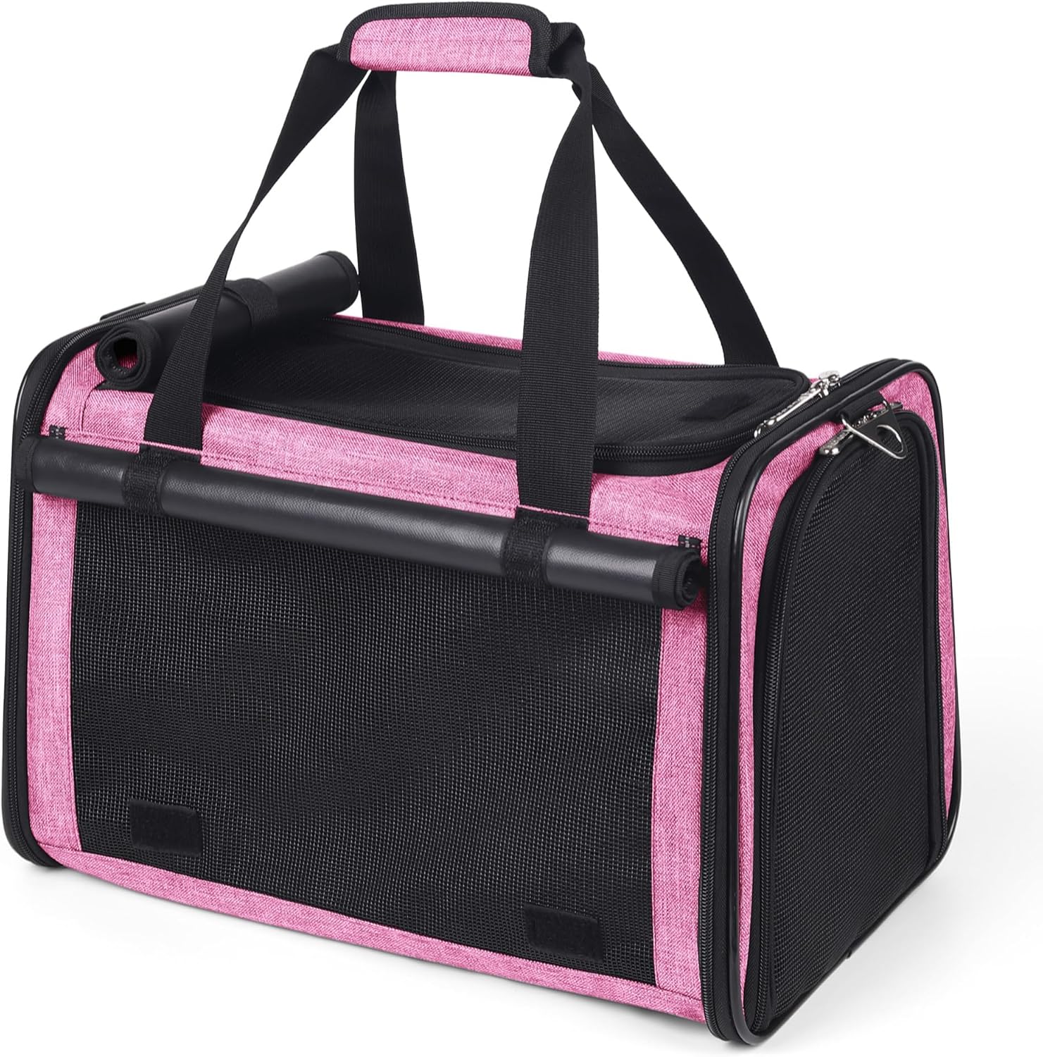 YUDODO 25 lbs Lightproof Soft Sided Pink Pet Carrier for Large Cat & Small Dog Airline Approved Travel Bag Puppy Carriers with Side Pockets & Reflective Mesh, Foldable Portable for Outdoor Car YUDODO 25 lbs Lightproof Soft Sided Pink Pet Carrier for Large Cat & Small Dog Airline Approved Travel Bag Puppy Carriers with Side Pockets & Reflective Mesh, Foldable Portable for Outdoor Car