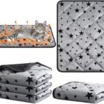 Namalu 4 Pack Self Warming Cat Bed Self Heating Cat Mat Star Pattern Soft Dog Crate Pad Thermal Pet Mat Anti Slip Kennel Dog Washable Warming Bed for Outdoor Indoor(18 x 24 Inch,Gray)