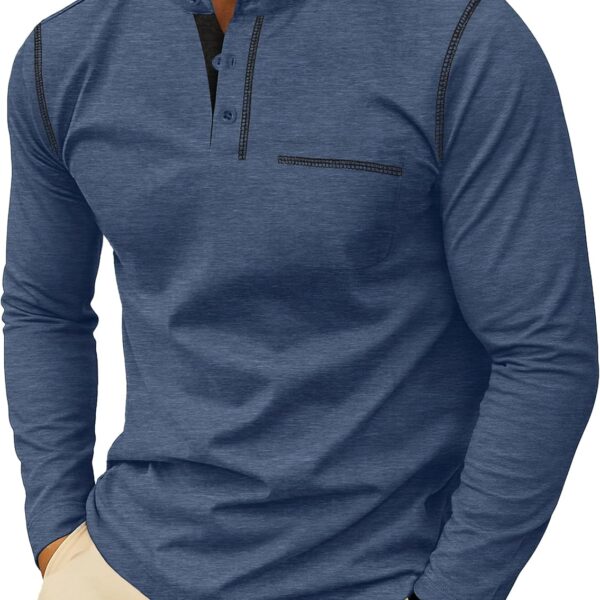 Sailwind Men's Henley Shirts Long Sleeve Button T-Shirt Casual Stylish Cotton Pullover Shirt with Pocket