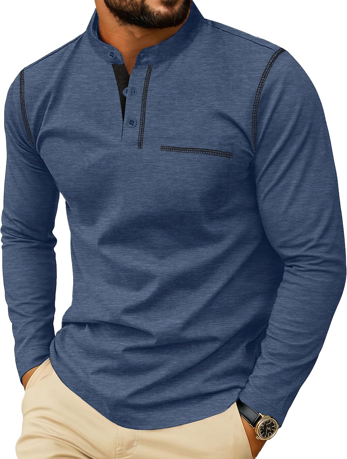 Sailwind Men's Henley Shirts Long Sleeve Button T-Shirt Casual Stylish Cotton Pullover Shirt with Pocket Sailwind Men's Henley Shirts Long Sleeve Button T-Shirt Casual Stylish Cotton Pullover Shirt with Pocket
