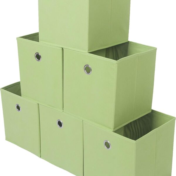 Amelitory Storage Bins Foldable Cube Organizer Fabric Drawer Set of 6 Green