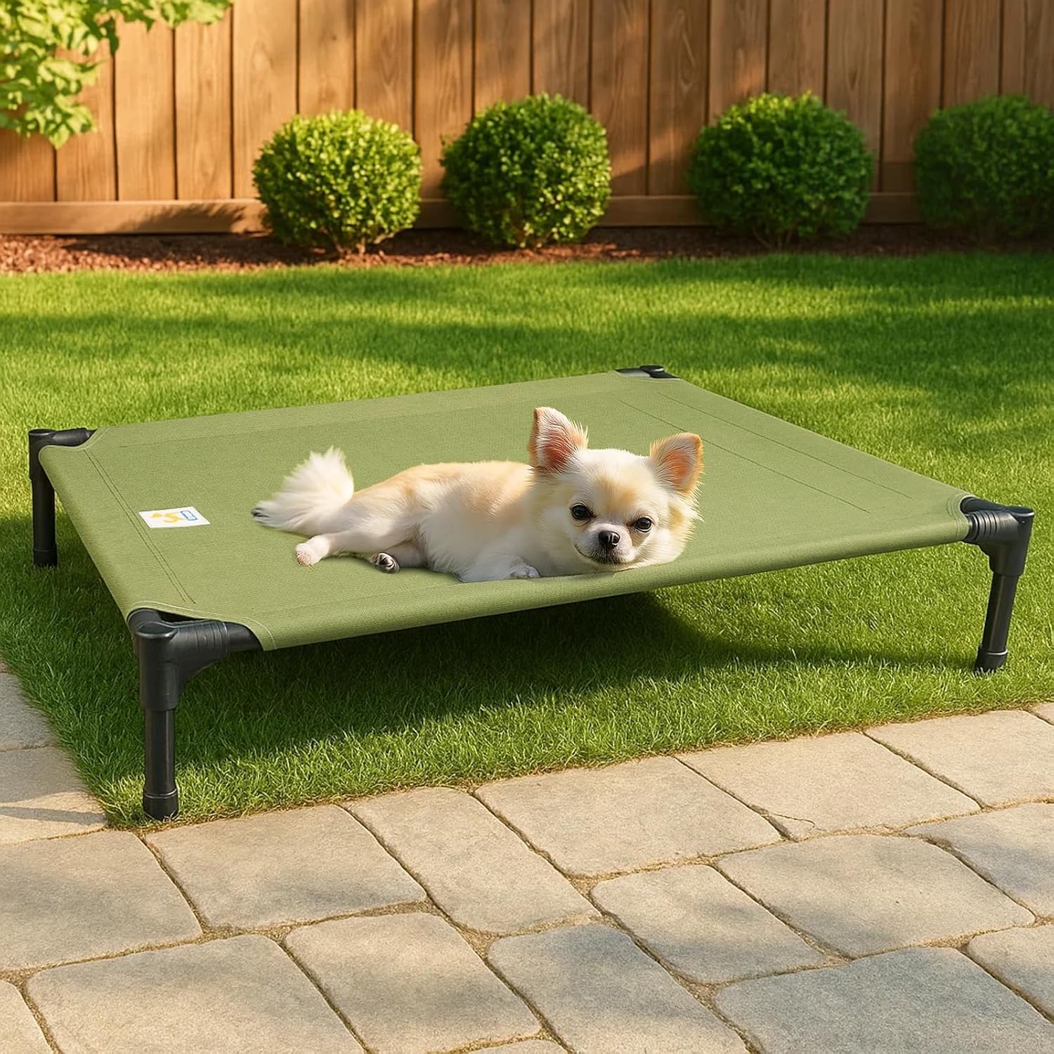 Sytopia Outdoor Raised Dog Cots Bed for Dogs, Medium, Green Sytopia Outdoor Raised Dog Cots Bed for Dogs, Medium, Green