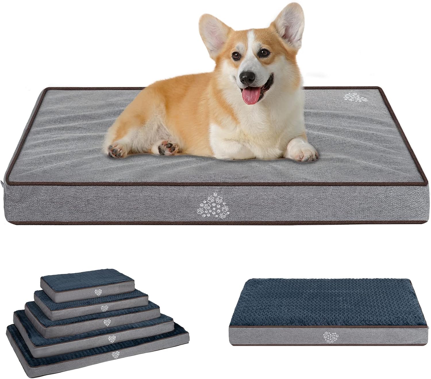 VANKEAN Dog Bed Soft Crate Pad Mat Reversible Warm& Cool, Washable Comfy Kennel Pad with Orthopedic Egg-Crate Foam for Small Medium Large Dogs, Water-Resistant Pet Bed, Grey-Medium VANKEAN Dog Bed Soft Crate Pad Mat Reversible Warm& Cool, Washable Comfy Kennel Pad with Orthopedic Egg-Crate Foam for Small Medium Large Dogs, Water-Resistant Pet Bed, Grey-Medium