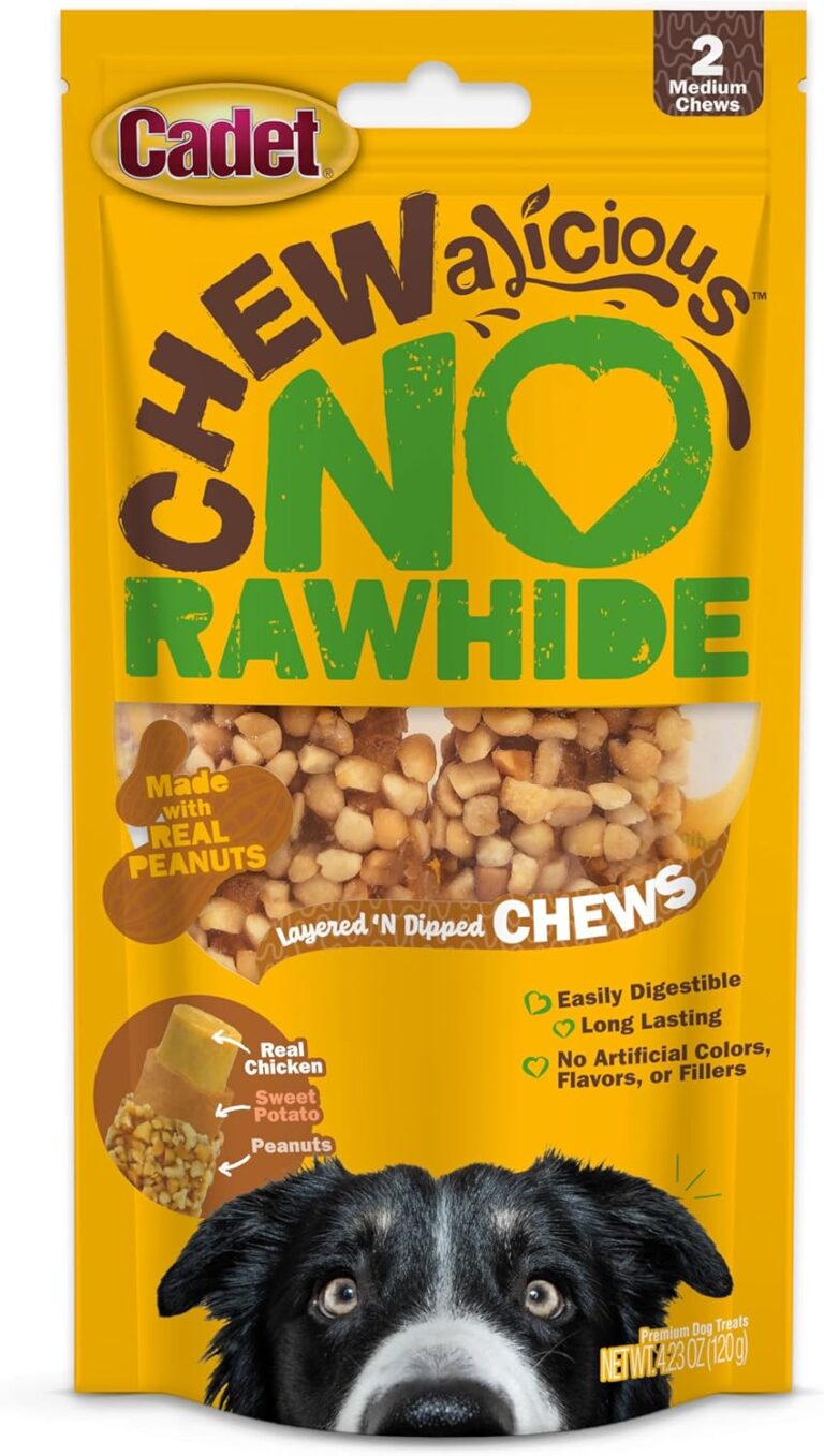 Cadet Chewalicious Layered 'N Dipped with Peanuts, Rawhide-Free Dog Chews, Limited-Ingredient & Long-Lasting Chew Treats for Dogs, Made with Real Chicken, Peanut Flavor, 2 Pack