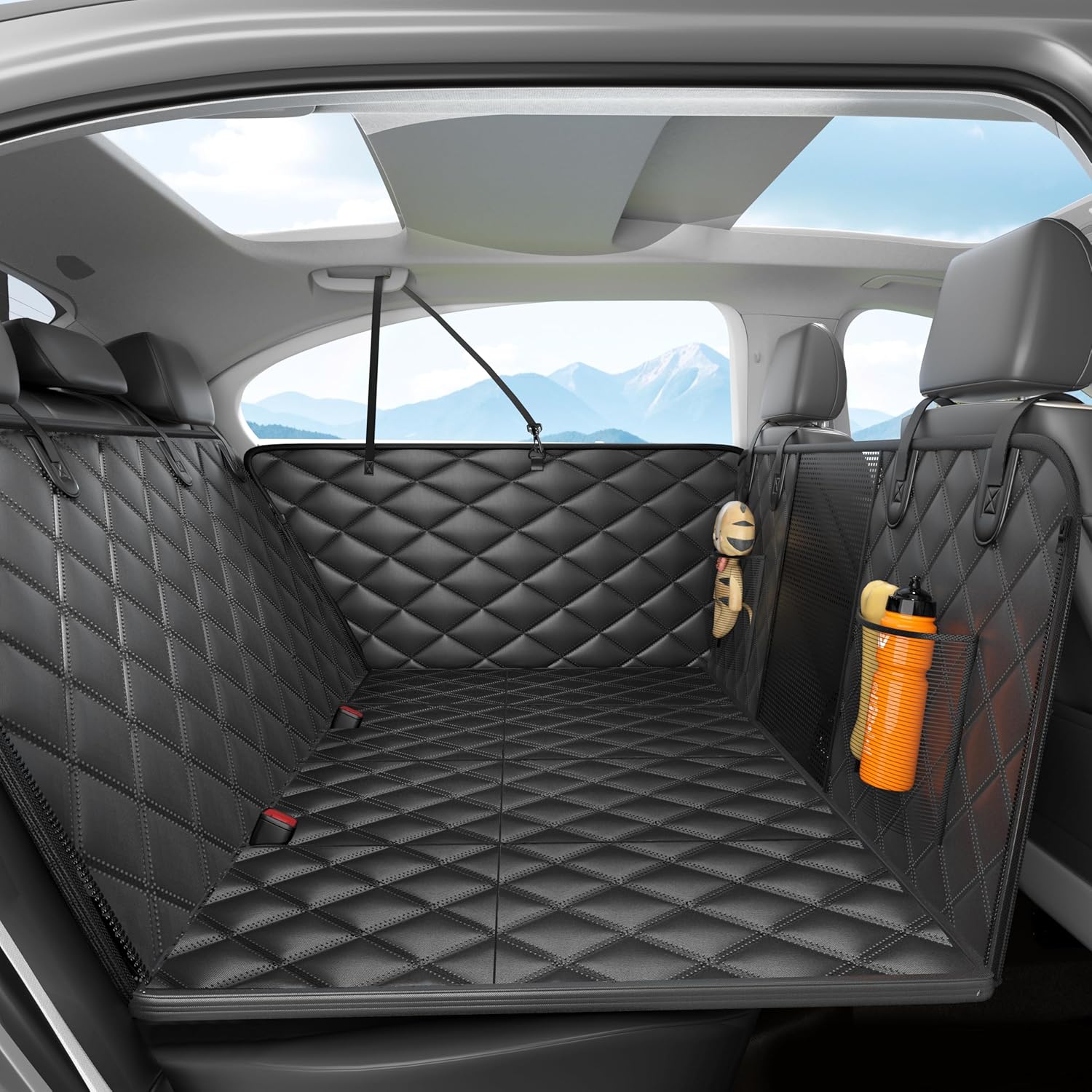 Dog Car Seat Cover for Back Seat, Hard Bottom Back Seat Extender for Dogs - Supports 400lbs,New Waterproof, Scratch Resistant, Anti Slip Portable Dog Hammock,Suitable for Cars, SUVs and TrucksBLACK Dog Car Seat Cover for Back Seat, Hard Bottom Back Seat Extender for Dogs - Supports 400lbs,New Waterproof, Scratch Resistant, Anti Slip Portable Dog Hammock,Suitable for Cars, SUVs and TrucksBLACK