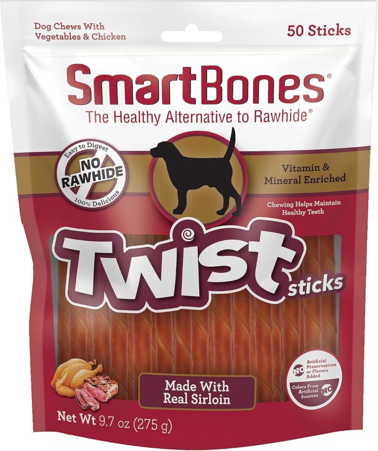 SmartBones Twist Sticks Made with Real Sirloin, 50 Count, Treat Your Dog to a Rawhide-Free Chew