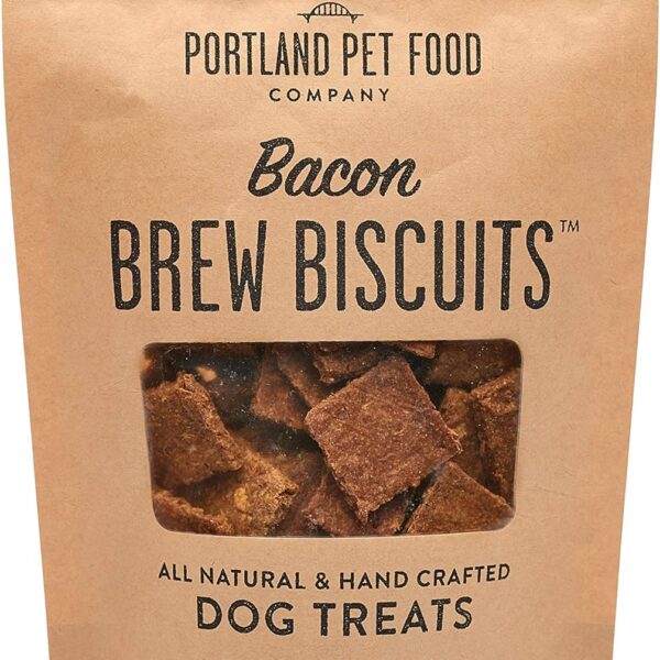 CRAFTED BY HUMANS LOVED BY DOGS Portland Pet Food Company Bacon Brew Biscuit Dog Treats (1 Pack, 5 oz Bag)  All Natural, Human-Grade, USA-Sourced and Made