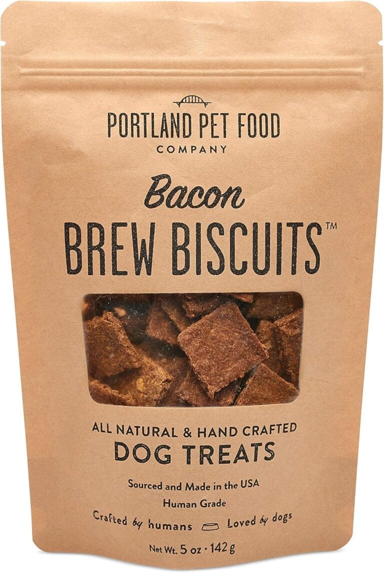 CRAFTED BY HUMANS LOVED BY DOGS Portland Pet Food Company Bacon Brew Biscuit Dog Treats (1 Pack, 5 oz Bag)  All Natural, Human-Grade, USA-Sourced and Made