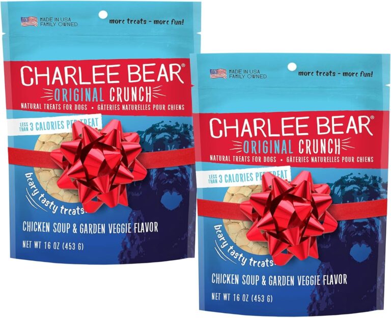 Charlee Bear Dog Training Treats for Small, Medium, or Large Pups, Crunchy Low Cal Dog Snack for Puppy Training, Made in USA (Chicken Soup & Garden Veggie) 16oz, 2 Pack