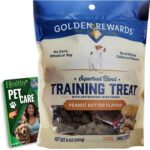 Healthy Surplus Golden Rewards Training Treats - 9 OZ (255g) Peanut Butter Flavor and Vital Volumes Pet Care Tips Card