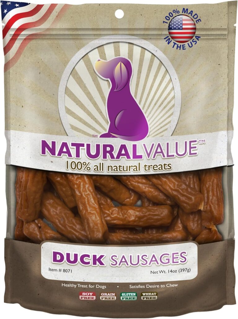 Loving Pets Natural Value Duck Sausages - Soft Jerky Dog Treats for Large & Small Breeds - Healthy Gluten, Wheat, Soy & Grain Free Pet Treats for Dogs