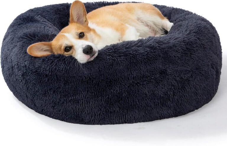 SAVFOX Calming Dog Bed, Anti Anxiety Dog Bed, Plush Donut Dog Bed for Small Dogs, Medium, Large & X-Large, Soft Fuzzy Comfy Dog Bed in Faux Fur, Washable Cuddler Pet Bed, Multiple Sizes XS-XL