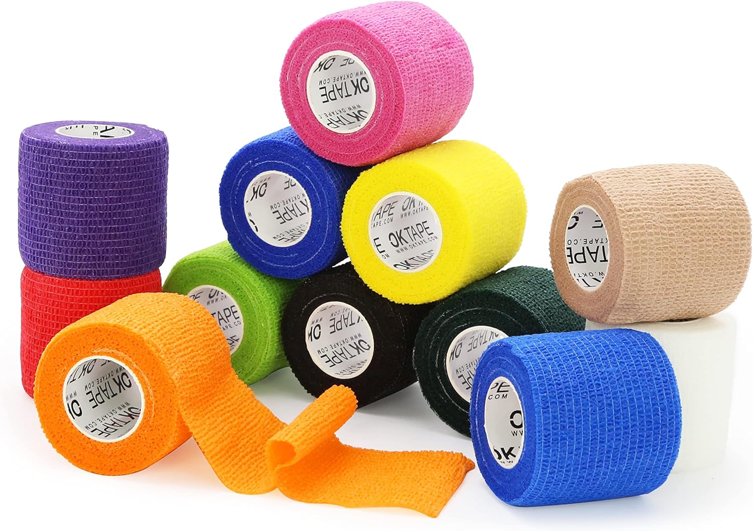 OK TAPE Self Adherent Cohesive Bandages Wrap - 12Packs, 2" x 5 Yards, Non-Woven Self Adhesive Bandage Wrap for Thumb, Finger, Wrist, Ankle, Vet Wrap Bandages Tape (Mixed Colors) OK TAPE Self Adherent Cohesive Bandages Wrap - 12Packs, 2" x 5 Yards, Non-Woven Self Adhesive Bandage Wrap for Thumb, Finger, Wrist, Ankle, Vet Wrap Bandages Tape (Mixed Colors)