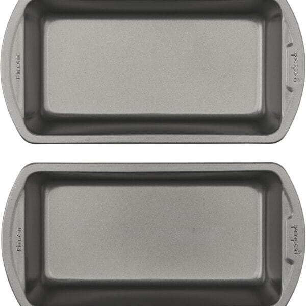 GoodCook Nonstick Loaf Pan 8 x 4-Inch Heavy-Duty Steel Bakeware with Easy-Clean Non-Stick Coating, Oven & Dishwasher Safe Pan for Meatloaf Breads Lasagnas Casseroles & More, Set of 2, Gray