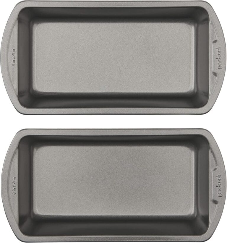 GoodCook Nonstick Loaf Pan 8 x 4-Inch Heavy-Duty Steel Bakeware with Easy-Clean Non-Stick Coating, Oven & Dishwasher Safe Pan for Meatloaf Breads Lasagnas Casseroles & More, Set of 2, Gray