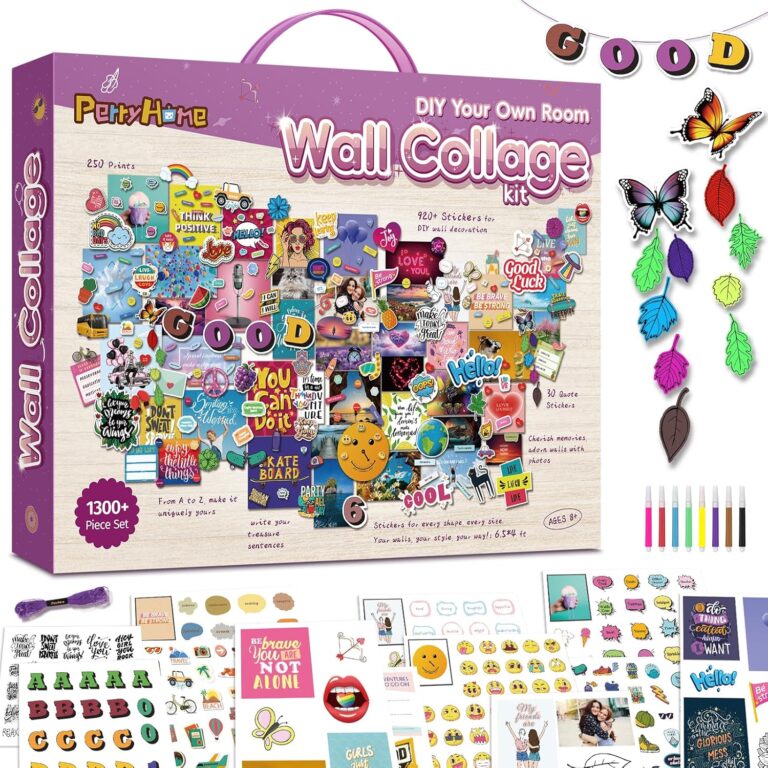 PERRYHOME 1300+pcs Wall Collage Kit for Teen Girls, Wall Decor for Bedroom Aesthetic Dcor Teenage Arts Craft Stuff Set Room Decor for Teens Christmas Birthday Gifts for 8-12-15 Year Old Teenage Girls