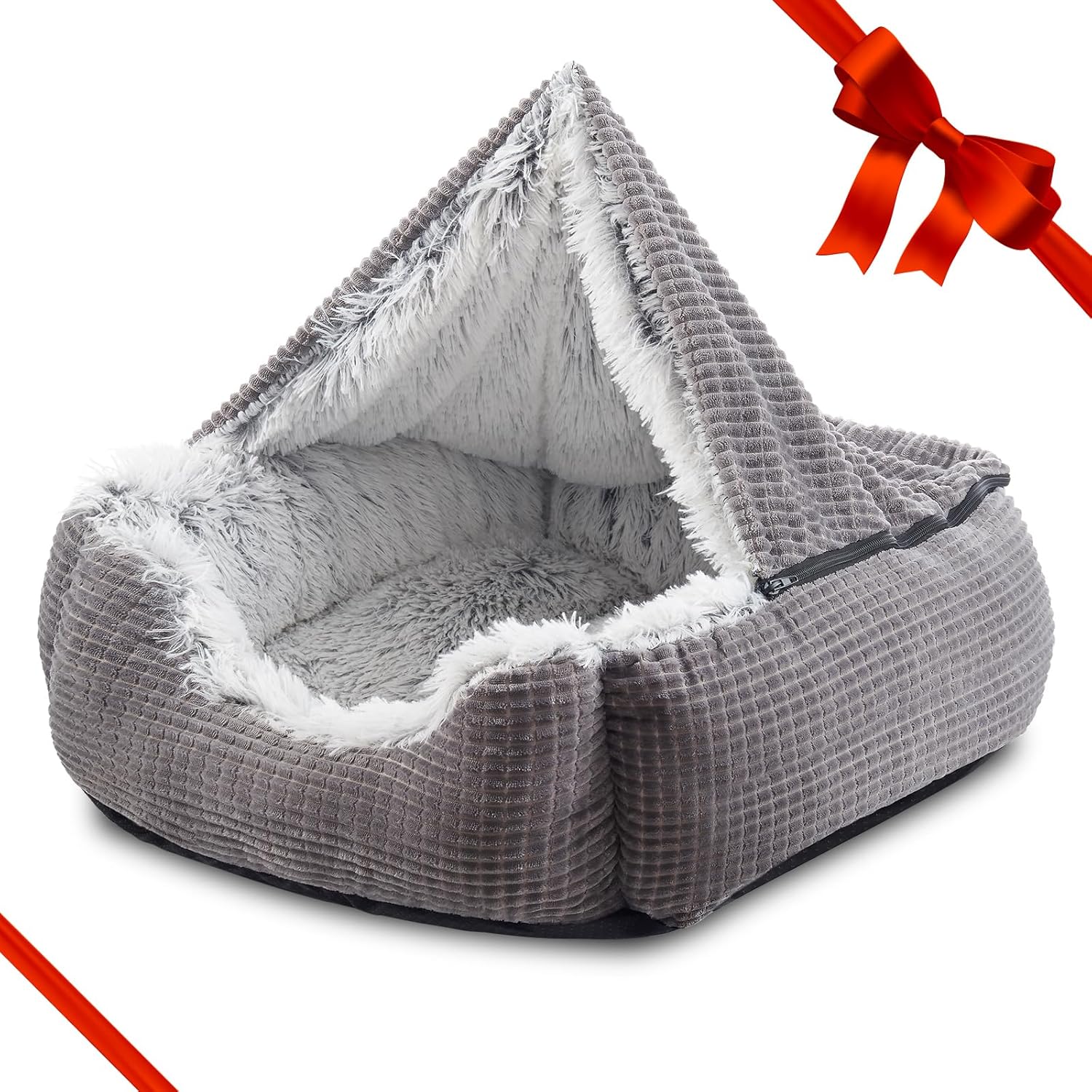 MIXJOY Dog Beds for Medium Large Small Dogs, Rectangle Cave Hooded Blanket Puppy Bed, Luxury Orthopedic Cat Beds for Indoor Cats, Warmth and Machine Washable (25 inches, Grey) MIXJOY Dog Beds for Medium Large Small Dogs, Rectangle Cave Hooded Blanket Puppy Bed, Luxury Orthopedic Cat Beds for Indoor Cats, Warmth and Machine Washable (25 inches, Grey)
