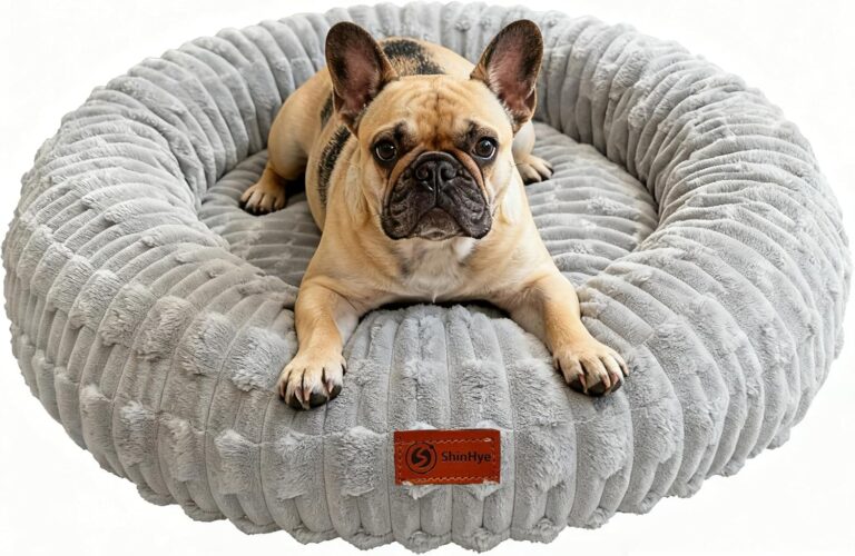 ShinHye Dog Bed for Small Dogs & Cats, Washable Calming Round Pet Bed with Non-Slip Bottom, Soft Indoor Puppy Bed(ZJ-Grey-20x20)