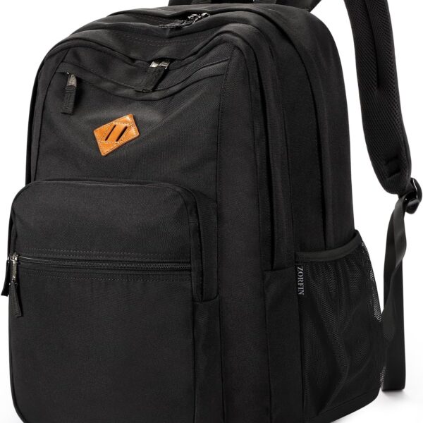 ZORFIN 26L Black Backpack for College, and Travel: Water Resistant Bookbag