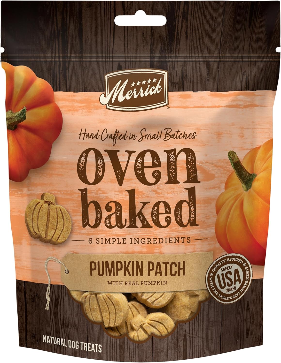 Merrick Oven Baked Dog Treats, Natural and Crunchy Bag of Treats, Pumpkin Patch with Real Pumpkin Snack - 11 oz. Bag Merrick Oven Baked Dog Treats, Natural and Crunchy Bag of Treats, Pumpkin Patch with Real Pumpkin Snack - 11 oz. Bag