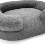 Orthopedic Small Pet Bed with Supportive Bolsters  21"x27"x7" Soft Washable Dog Or Cat Bed  Plush Cushion Comfort  Designer Pet Furniture for Small Breeds (Charcoal)