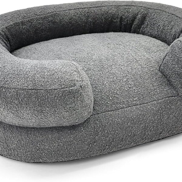 Orthopedic Small Pet Bed with Supportive Bolsters  21"x27"x7" Soft Washable Dog Or Cat Bed  Plush Cushion Comfort  Designer Pet Furniture for Small Breeds (Charcoal)