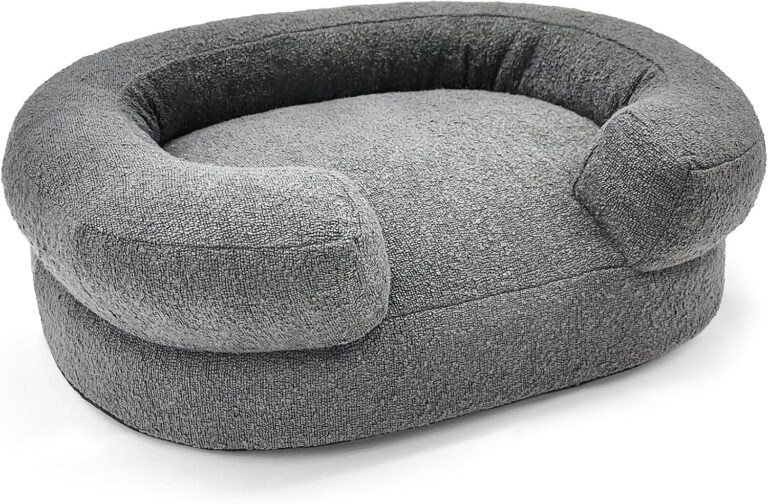 Orthopedic Small Pet Bed with Supportive Bolsters  21"x27"x7" Soft Washable Dog Or Cat Bed  Plush Cushion Comfort  Designer Pet Furniture for Small Breeds (Charcoal)