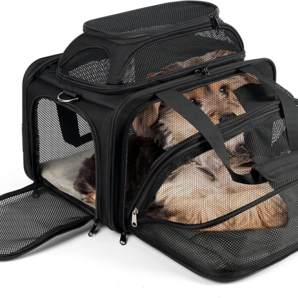 top and 1 Side Expandable, 17x11x11 Soft-Sided pet Carrier, TSA and American/Delta/United Airline Approved,for Small Dog/Puppy/cat underseat in Airplane and Vet.