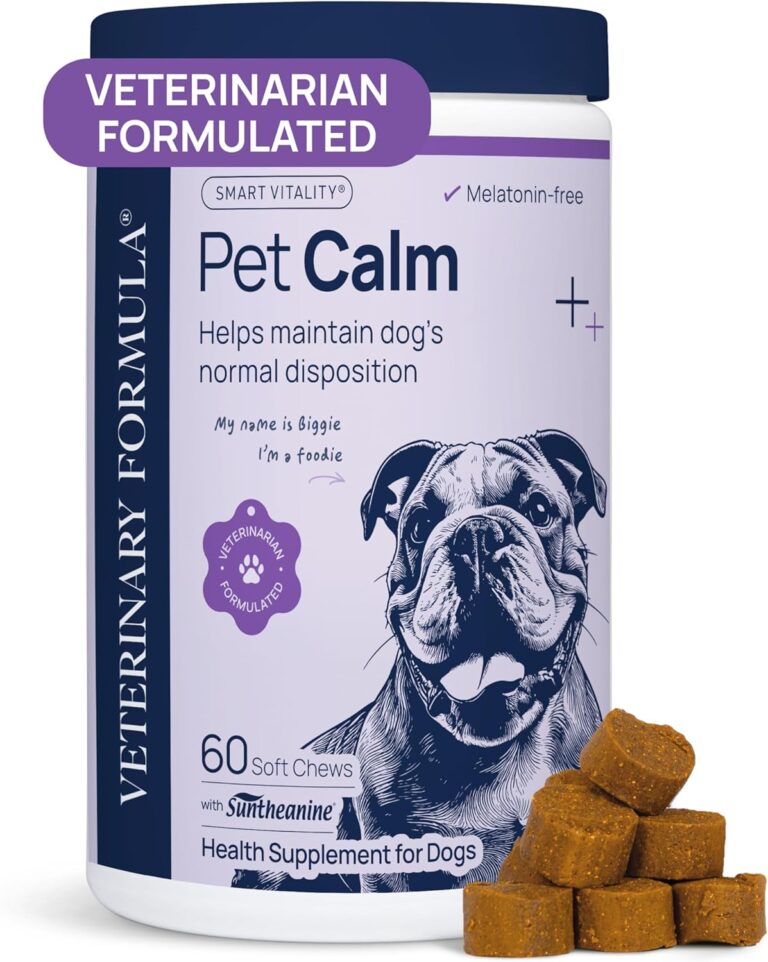 Veterinary Formula Pet Calm 60ct  Vet-Formulated Calming Chews for Dogs with L-Theanine, L-Tryptophan for Behavior Support, Relaxation Treats, Puppy Chews for Stressful Situations, Dog Calming Aid