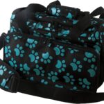 WAHL Professional Animal Travel Tote Bag with Zipper - Travel Bag - Storage Pack for Grooming Supplies - for Dog, Cat & Pet Groomers - 28.8 Inches, Turquoise Paw Print Design (#97764-300)