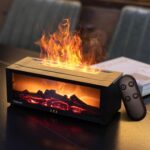 Fireplace Flame Air Diffuser Humidifier,7 Colors Aromatherapy Essential Oil Diffuser,Ultrasonic Aroma Humidifier with Timer for Home,Bedroom,Office,Yoga (Black, L)