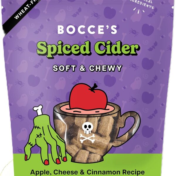 Bocce's Bakery Spiced Cider All-Natural Soft & Chewy Halloween Dog Treats - Wheat-Free Everyday Cookies for Dogs, Made with Real Ingredients & Baked in The USA  Apple & Cinnamon Flavored (6 oz Bag)