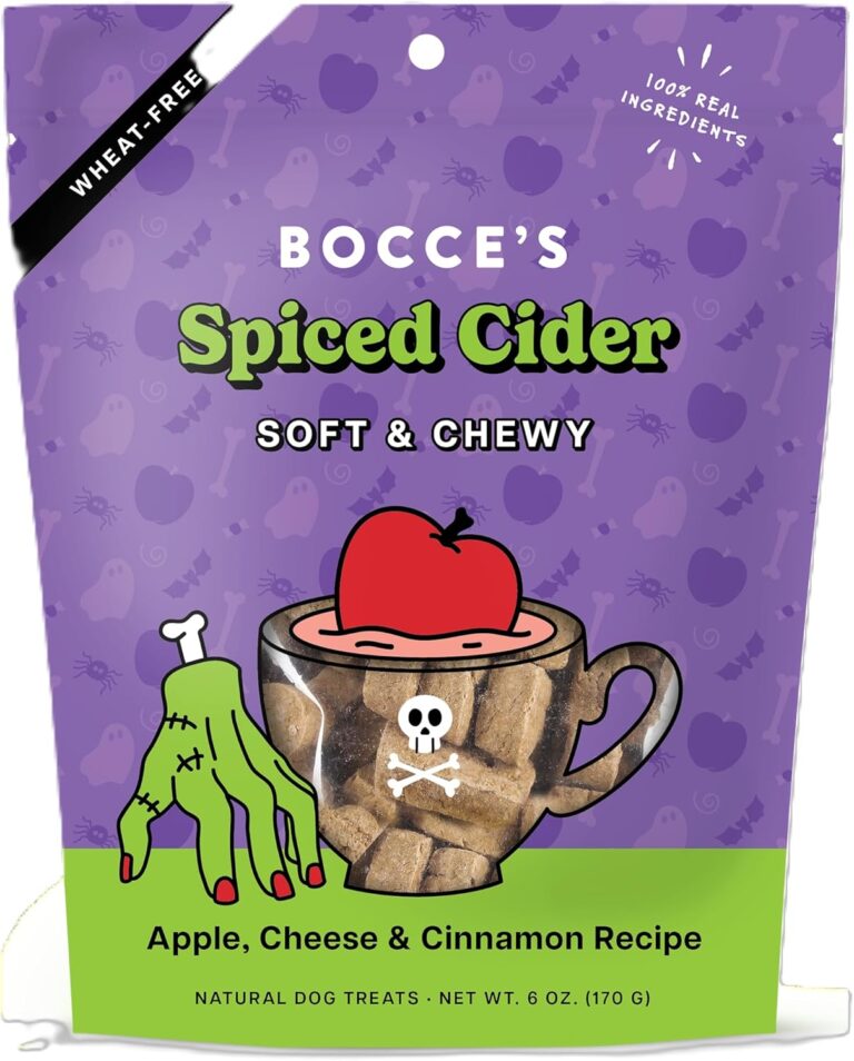 Bocce's Bakery Spiced Cider All-Natural Soft & Chewy Halloween Dog Treats - Wheat-Free Everyday Cookies for Dogs, Made with Real Ingredients & Baked in The USA  Apple & Cinnamon Flavored (6 oz Bag)