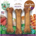 Nylabone Healthy Edibles Natural Dog Chews Long Lasting Roast Beef, Chicken & Bacon Flavor Treats for Dogs, Small/Regular (3 Count)