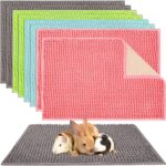 Barydat 8 Pcs Guinea Pig Cage Liner for Guinea Pig Cage Bedding Reusable Rabbit Mat Pad Washable Training Pad Animal Sleeping Bedding Mat(16x12'',Gray, Green, Pink, Blue)