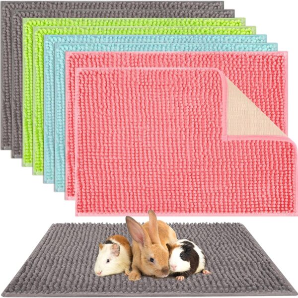 Barydat 8 Pcs Guinea Pig Cage Liner for Guinea Pig Cage Bedding Reusable Rabbit Mat Pad Washable Training Pad Animal Sleeping Bedding Mat(16x12'',Gray, Green, Pink, Blue)
