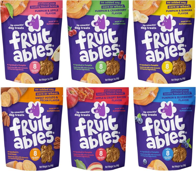 Fruitables Pumpkin Dog Treats, 7oz, Crunch Variety Pack of 6