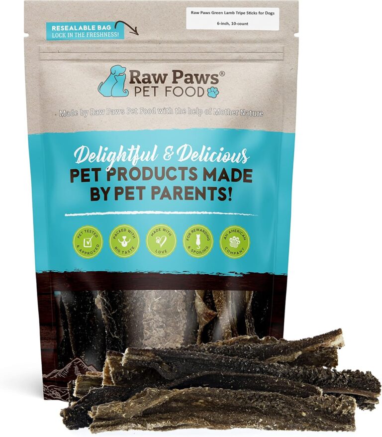 Raw Paws Green Lamb Tripe Sticks for Dogs (10-Count) - Single Ingredient, Grass-Fed & Free Range - Crunchy Lamb Dog Treats - All Natural Dog Chews