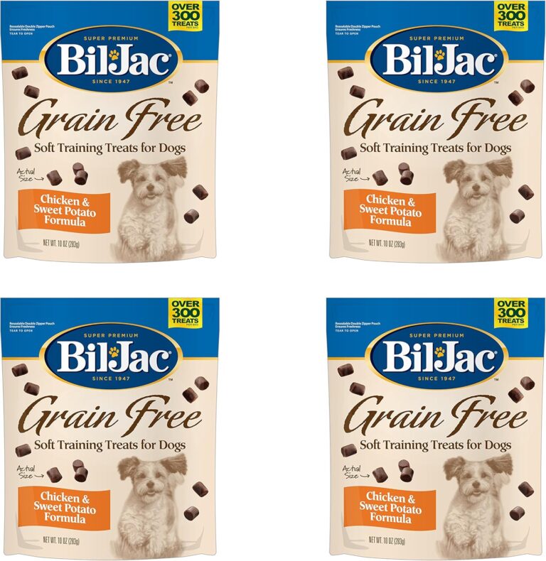 Bil-Jac Grain Free Soft Treats for Dogs, Chicken and Sweet Potato Flavor, Made with Real Chicken Liver, 10oz (4-Pack)