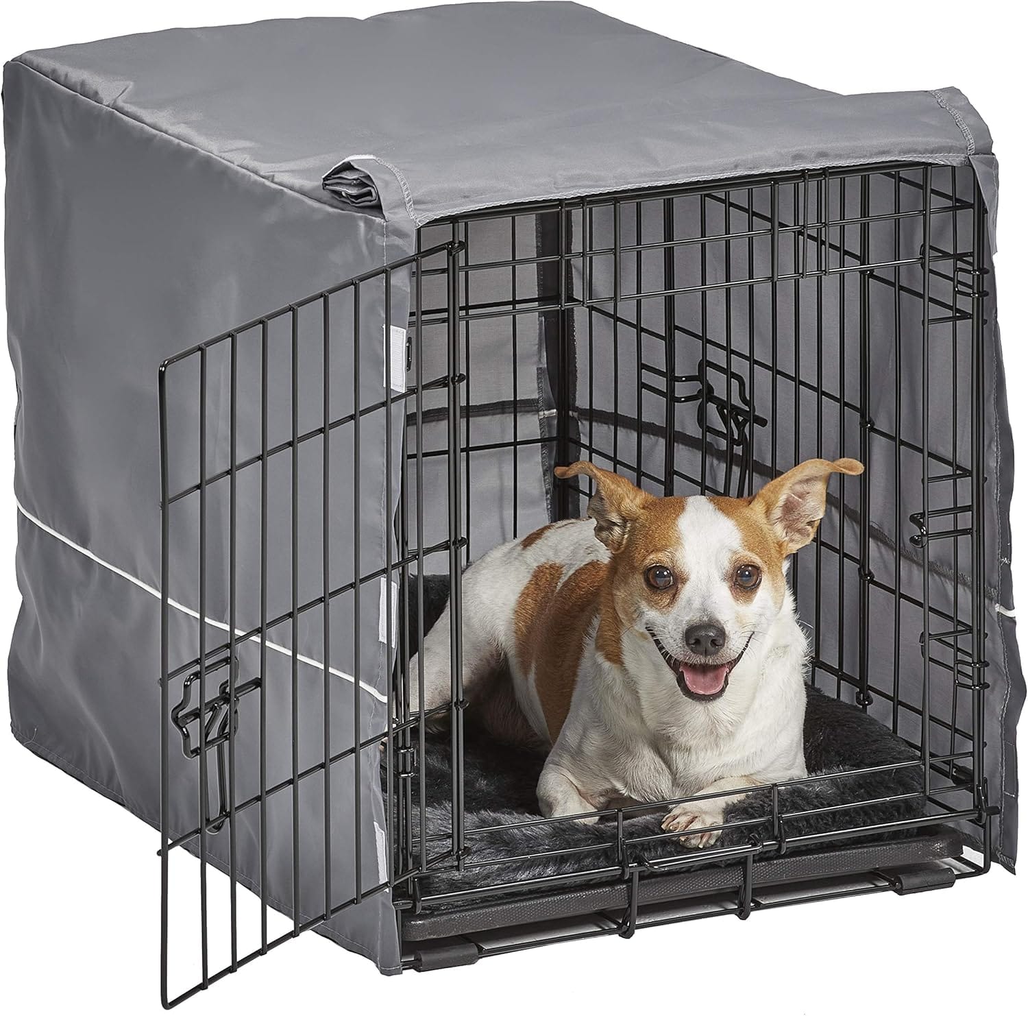 MidWest Homes for Pets Double Door 24-inch Dog Crate Kit, Bundle Includes a Two-Door Cage, Matching Gray Bed and Crate Cover, For Small Breeds MidWest Homes for Pets Double Door 24-inch Dog Crate Kit, Bundle Includes a Two-Door Cage, Matching Gray Bed and Crate Cover, For Small Breeds